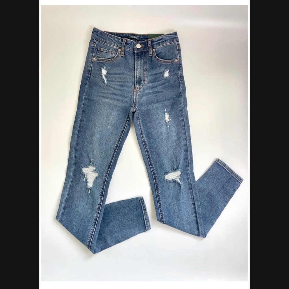 NWT Wild Fable Highest Rise Distressed Skinny Jeans Women's Size 4/27 Med Wash